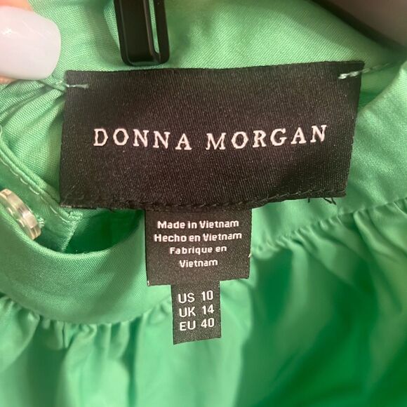 ✨DONNA MORGAN SLEEVELESS BELTED MINI GREEN SZ 10 DRESS✨ - Picture 5 of 6
